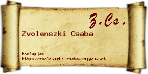 Zvolenszki Csaba névjegykártya